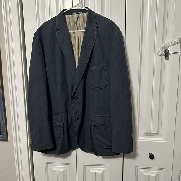 Kroon Blazer Sport Coat Jacket Mens 50R Blue Check Harrison Casual Double Vented - Picture 1 of 11